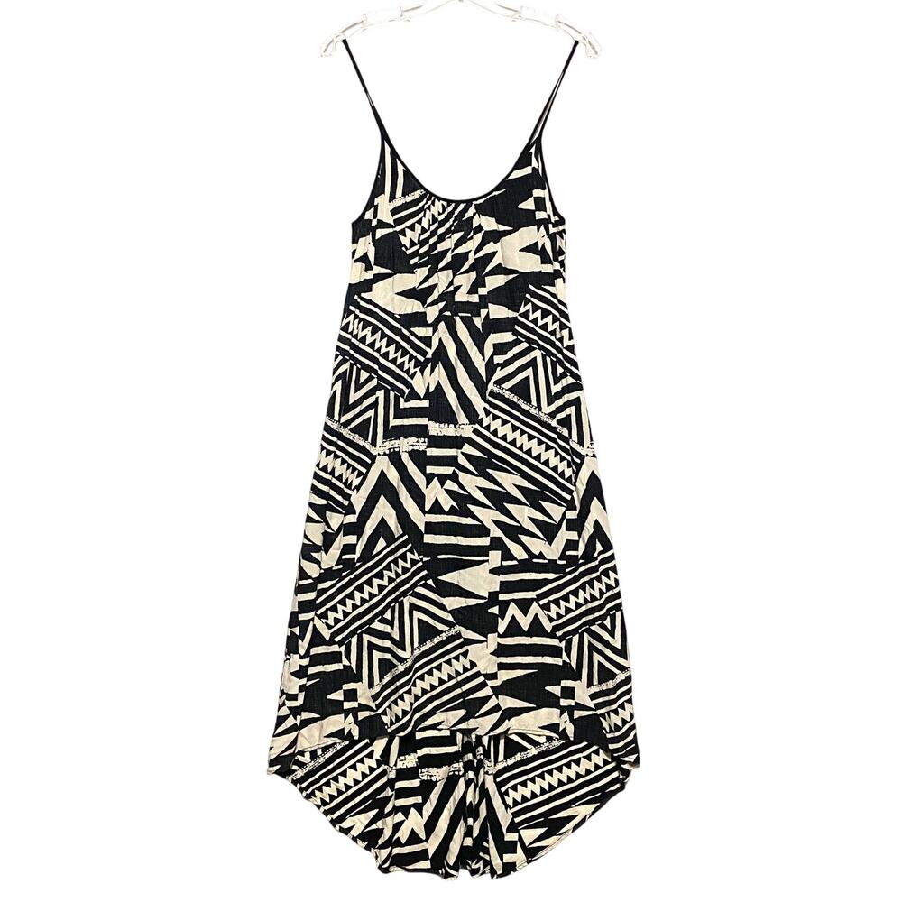 La Vi Sam Lavi Dress Midi Flowy Hi Low Black White Tribal Geometric Boho Sz XS